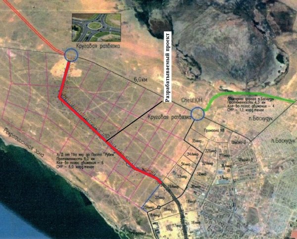 Проект строительства новой дороги в Актау вынесут на общественные слушания