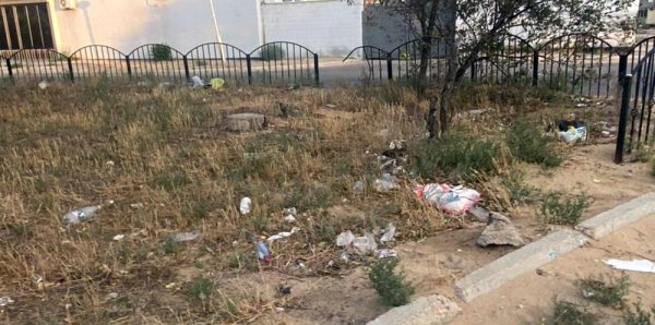 Территория у заброшенного кафе в Актау превратилась в  мусорную свалку