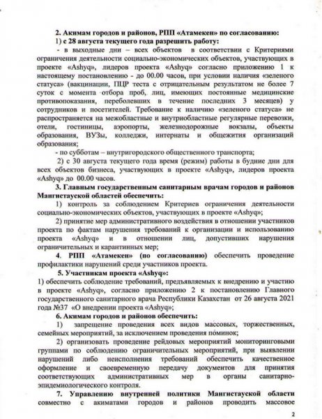 Карантин смягчили в Мангистау