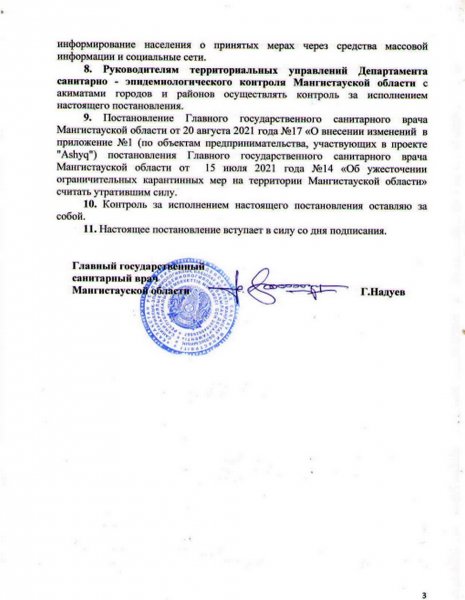 Карантин смягчили в Мангистау