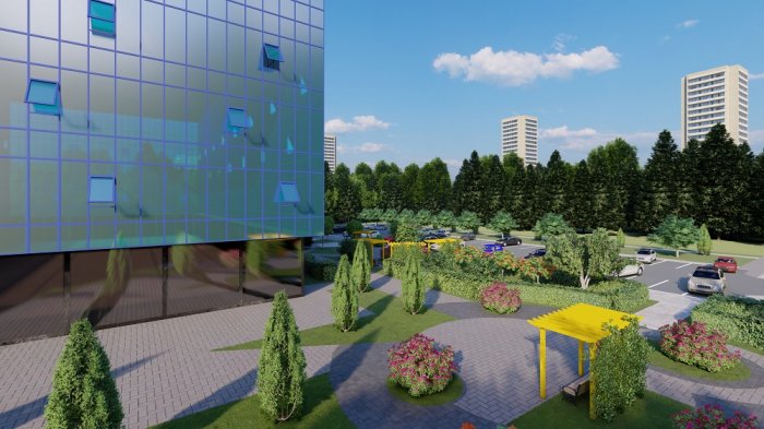 Возле нового здания Народного банка в Актау обещают высадить 77  многолетних деревьев