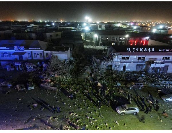 Место взрыва в Актау. Фото и видео с высоты птичьего полёта