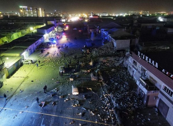 Место взрыва в Актау. Фото и видео с высоты птичьего полёта