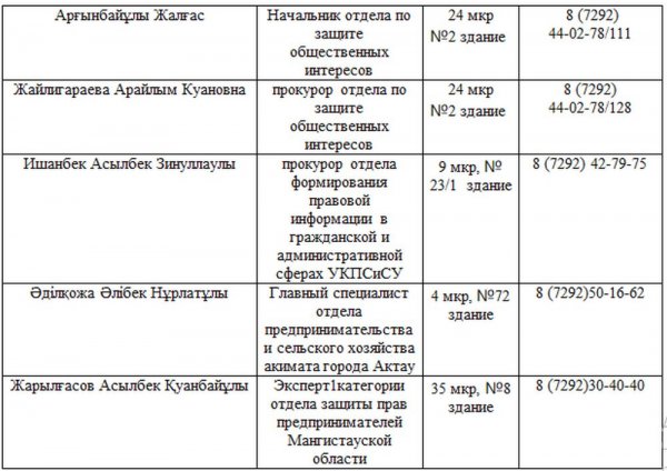 Помощь в режиме 24/7: создана мобильная группа по защите прав предпринимателей в Мангистау