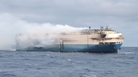 Корабль с 4 тысячами элитных авто горит в Атлантическом океане