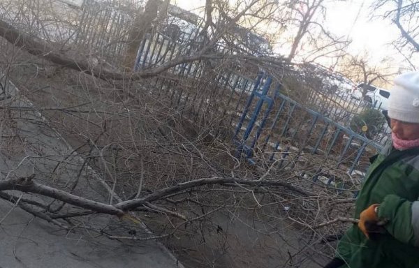 Ветер в Актау: Коммунальщики восстанавливают город
