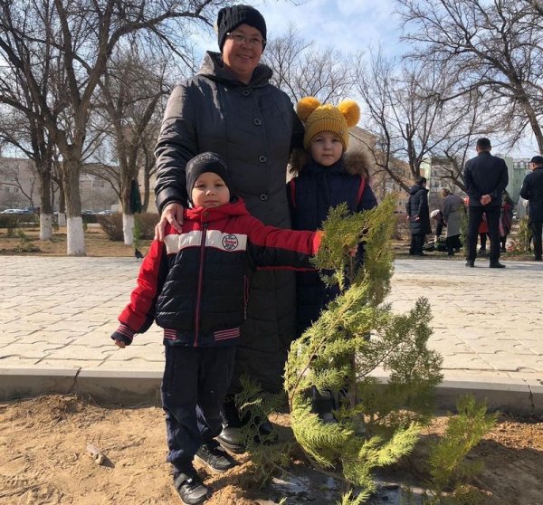 Саженцы туи высадили в сквере Актау