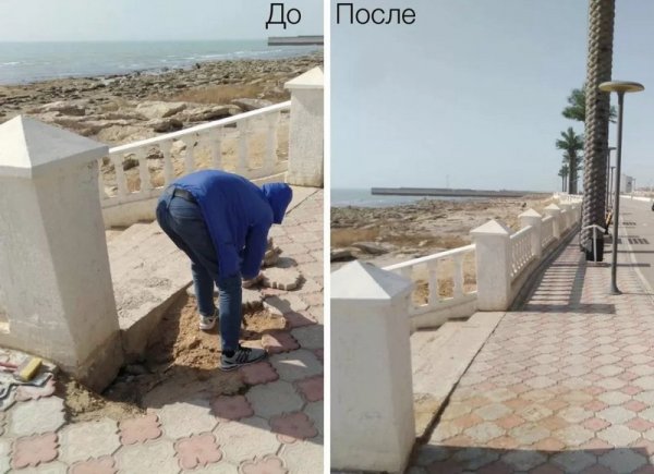 Тяп-ляп и опять ремонт! Балюстрада рассыпается на набережной Актау