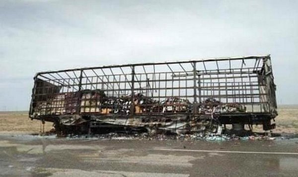 Гружёная фура сгорела в Мангистау