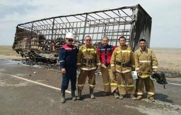 Гружёная фура сгорела в Мангистау