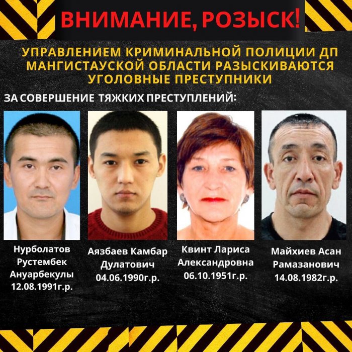 Полиция Мангистау опубликовала список преступников в розыске