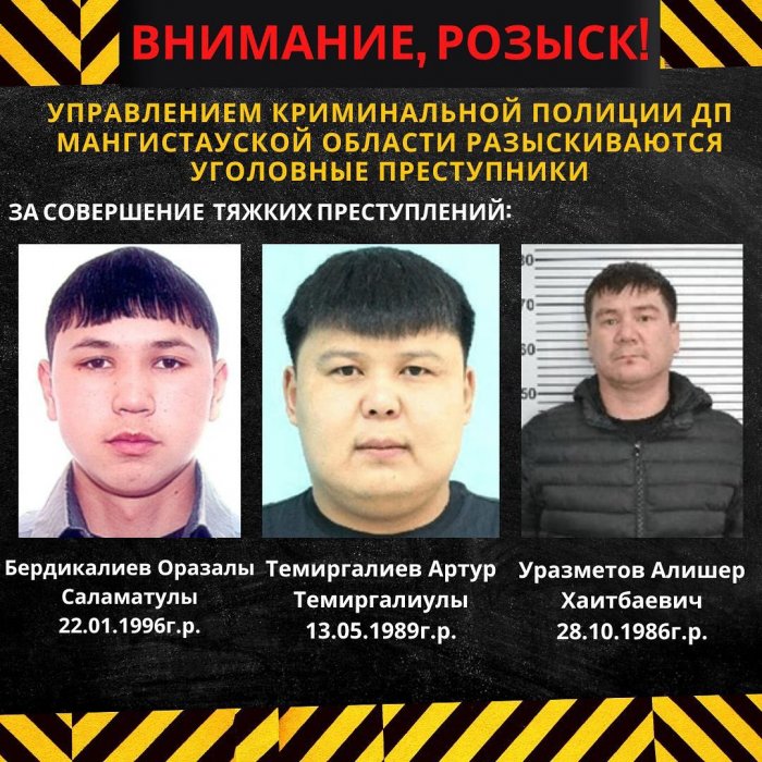 Полиция Мангистау опубликовала список преступников в розыске