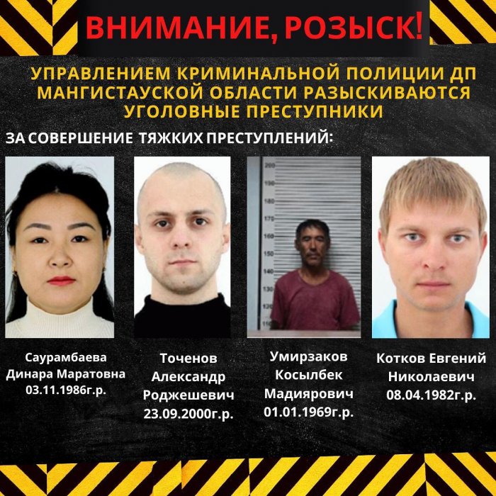 Полиция Мангистау опубликовала список преступников в розыске