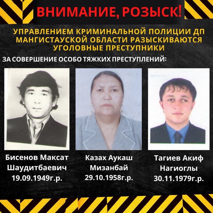Полиция Мангистау опубликовала список преступников в розыске
