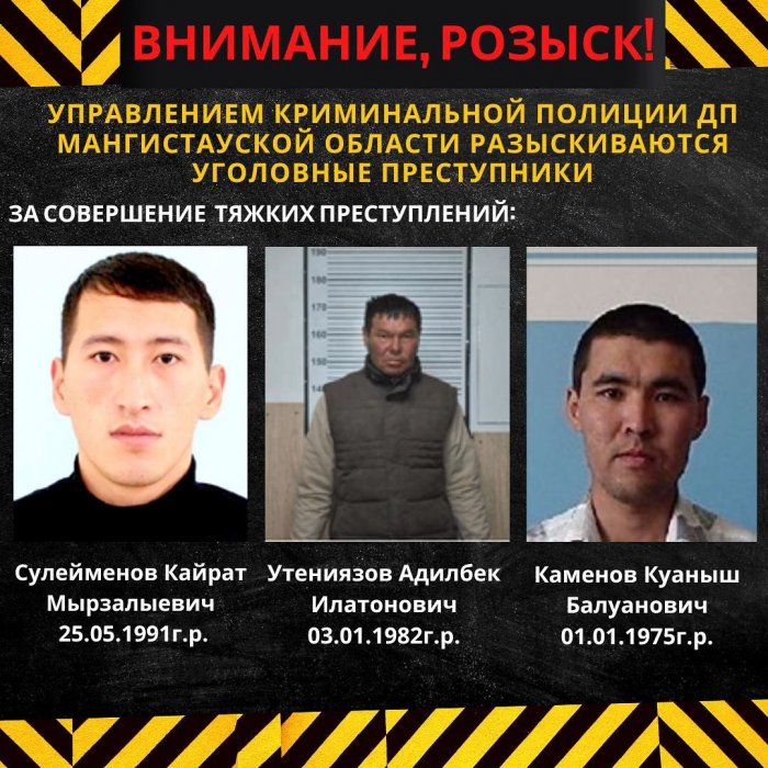 Полиция Мангистау опубликовала список преступников в розыске