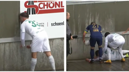 На ровном месте: в Германии футболист врезался в стену и потерял сознание
