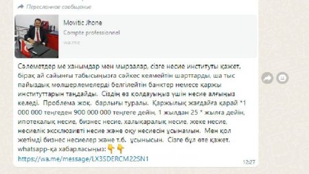 Новый вид мошенничества: казахстанцам предлагают займы через WhatsApp