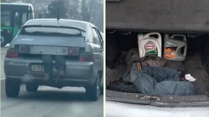 В Петропавловске машина ездила по городу с торчащими из багажника ногами