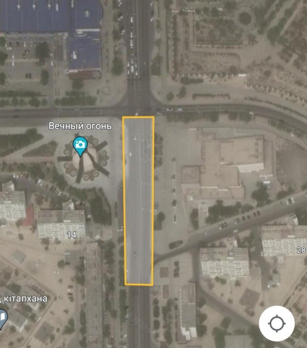 В Актау участок центральной дороги у Вечного огня перекроют 8 и 9 мая