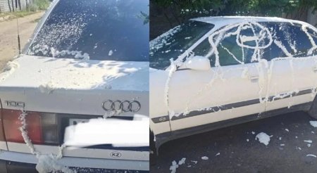 Разъярённая мать облила автомобиль пенсионера монтажной пеной в Карагандинской области
