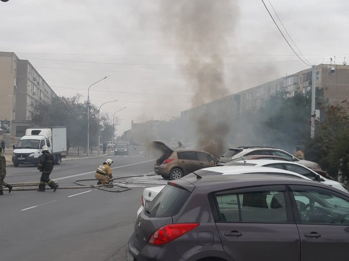 В Актау сгорел автомобиль