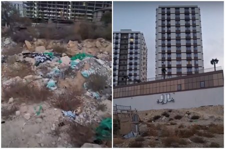 Гора мусора после стройки на набережной Актау