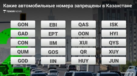 Названы запрещенные номера для авто в Казахстане