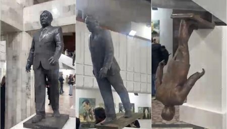 Инсталляцию про падение Назарбаева представили в Алматы