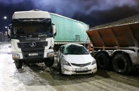 Спор двух водителей: в индустриальной зоне Алматы произошло нелепое ДТП